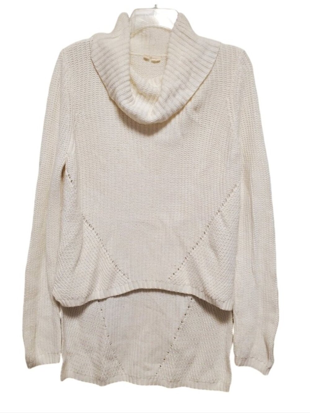 Anthropologie Moth Tunic Cowled Cableknit Cozy Ivory